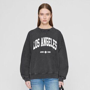 Anine Bing Ramona Sweatshirt Los Angeles Washed Black Cotton Women's Medium